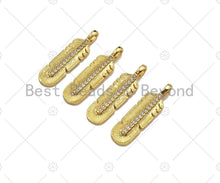Load image into Gallery viewer, CZ Micro Pave Feather Shape Pendant/Charm,Cubic Zirconia Medallion Charm, Necklace Bracelet Charm Pendant,7x27mm, Sku#LK239