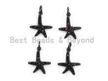 Load image into Gallery viewer, Black CZ Pave On Black Micro Pave Starfish Charm Beads, 13x16mm, sku#F389