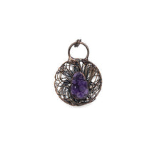 Load image into Gallery viewer, Natural Amethyst Copper Wired Flower Pendant, sku# YT45