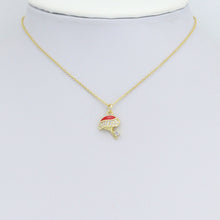 Load image into Gallery viewer, Clear CZ Red Enamel Gold Mushroom Charm Pendant,Sku#LK1220