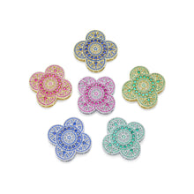 Load image into Gallery viewer, Colorful CZ Large four Petal Flower Charm Pendant, Sku#LX589