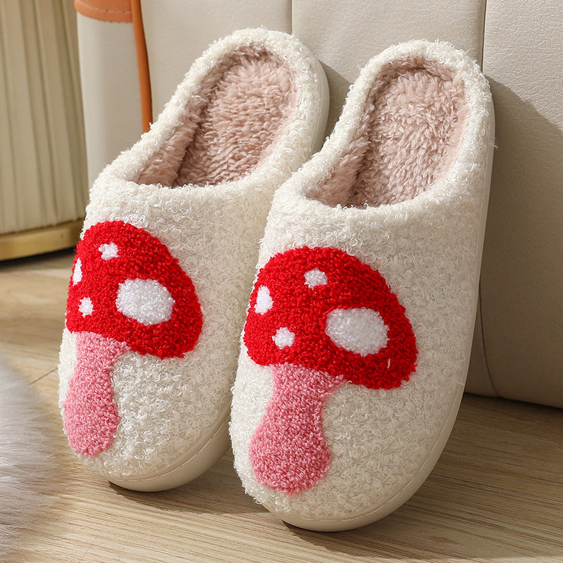 Women's Plush Embroidery Home Slippers | Suede Non-Slip Warm House Shoes
