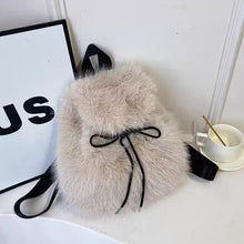 Load image into Gallery viewer, Plush Drawstring Flap Backpack