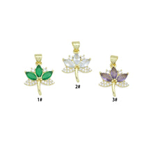Load image into Gallery viewer, CZ Green Clear Purple Flower Maple Leaf Charm Pendant,Sku#LK1229