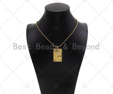 Load image into Gallery viewer, 18K Dainty Gold Sunflower On Rectangle Shape Pendant,Big Clear CZ Medallion Charm, Necklace Bracelet Tag Charm,24x43mm,Sku#Z1313