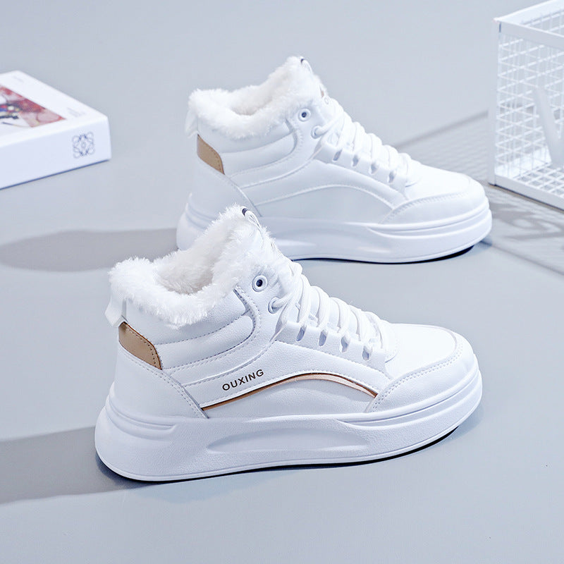 Women's Fleece-Lined High-Top Sneakers | Insulated Casual Winter Shoes