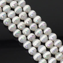 Load image into Gallery viewer, AB Mystic One Line White Agate Faceted Beads, Sku#UA315