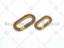 Load image into Gallery viewer, Colorful CZ Micro pave Push Clasp, Fully Pave Carabiner Lock, Colorful Oval Carabiner, 18x35/15x28mm, sku#ML47