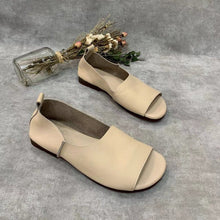 Load image into Gallery viewer, Women's Retro Handmade Soft Leather Open-Toe Sandals | Slip-On Fish-Mouth Shoes with Soft Sole