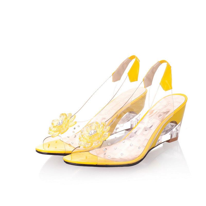 Women's Transparent Crystal Peep Toe High Heels - Summer Clear Sandals