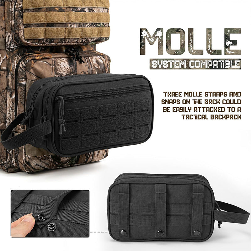Men's Tactical Toiletry Organizer Bag - Outdoor Travel Makeup Pouch with Multiple Compartments