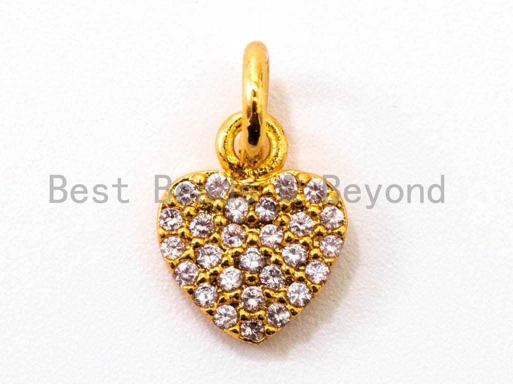 Clear CZ Micro Pave 7x9mm Heart Charm, Sku#Y29