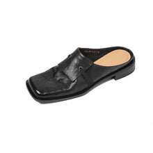 Load image into Gallery viewer, Women's Square Toe Leather Mule Slides | Full-Grain Calfskin Slip-On Low Heel