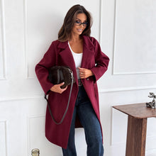 Load image into Gallery viewer, Autumn And Winter Fashion Simple Solid Color Long Sleeve Single-breasted Wool Coat