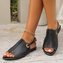 Load image into Gallery viewer, Peep-Toe Buckle Sandals