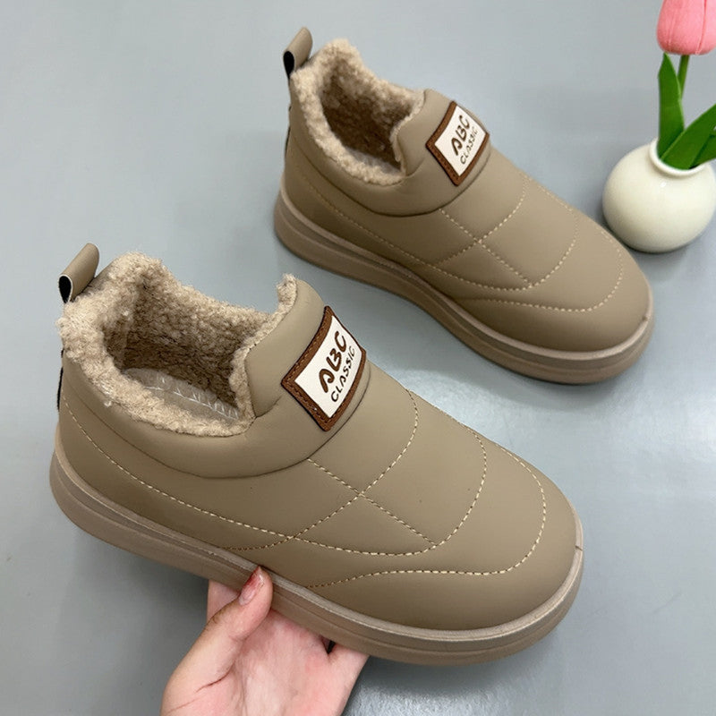 Women's Old Beijing Cotton Boots – Plaid Faux Fur Lined Flat Heel Mid-Calf Shoes