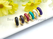 Load image into Gallery viewer, Enamel Gold Hoop Earrings, Sku#J88