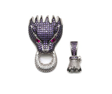 Load image into Gallery viewer, Large CZ Gold Leopard Dragon Head Clasp Pendant Spacer, Sku#ML59