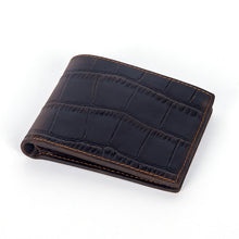 Load image into Gallery viewer, Genuine First-Layer Cowhide Leather Wallet for Men – Slim Horizontal Bifold with Silver Hardware