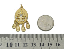 Load image into Gallery viewer, Gold CZ Flower On Oval With Teardrop Charm, Sku#JL124