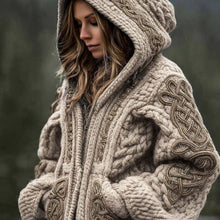 Load image into Gallery viewer, Womens Fashionable Printed Hooded Zip-Up Cardigan Sweater
