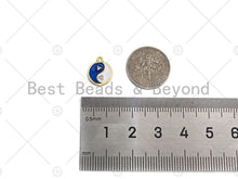Load image into Gallery viewer, Enamel Cobalt White Yin Yang Pendant,Tiangle Gold Pendant,Religious Enamel Pendant,10x12mm,Sku#B128