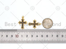 Load image into Gallery viewer, Black CZ Micro Pave Cross Shape Pendant, 18K Gold Filled Cross Charm, Necklace Bracelet Charm Pendant,19x25mm, Sku#Z1408
