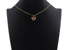 Load image into Gallery viewer, Gold Fuchsia CZ Butterfly Shape Charm, Sku#LK76