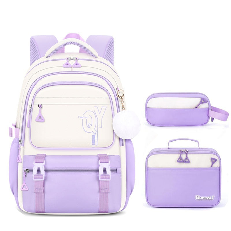 Girls 3-Piece School Backpack Set with Pencil Case & Lunch Bag | Cute Kids Bookbag | Oxford Cloth | Waterproof