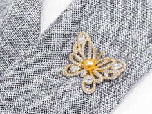 Load image into Gallery viewer, CZ Micro Pave Butterfly Brooch, Sku#P36