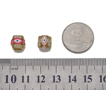 Load image into Gallery viewer, CZ Enamel Evil Eye On Tube Spacer Beads, Sku#LD276