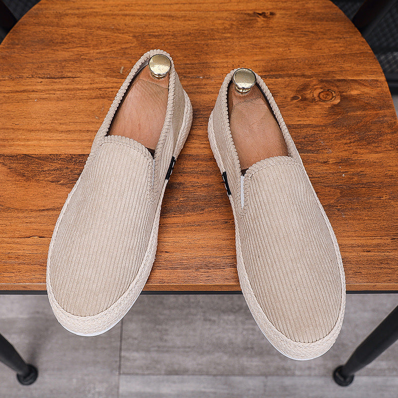 Men's Casual Slip-On Loafer Shoes – Lightweight Flat Heel | Black Beige Gray