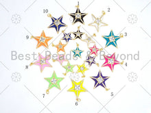 Load image into Gallery viewer, Colorful Enamel Five Point Star Shape Pendant, 18K Gold Filled CZ Micro Pave Enamel Charm,Enamel Jewelry,26x28/17x20mm,Sku#F1407