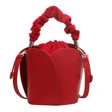 Load image into Gallery viewer, Women's PU Leather Bucket Tote Crossbody Bag – Pleated Oval Shoulder Bag