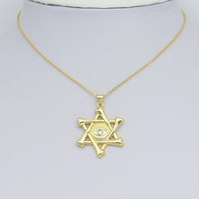 Load image into Gallery viewer, Gold Clear CZ Evil Eye Star Charm Pendant, Sku#LK981