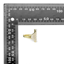 Load image into Gallery viewer, Clear CZ Gold Silver White Pearl Peacock Adjustable Ring, Sku#A186