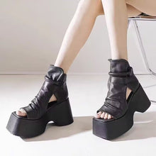 Load image into Gallery viewer, Women's Retro Platform Round Toe High Top Sandals - Korean Style Open Toe Summer Shoes