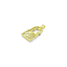 Load image into Gallery viewer, Clear CZ Gold Lock Charm Pendant, Sku#LK1124