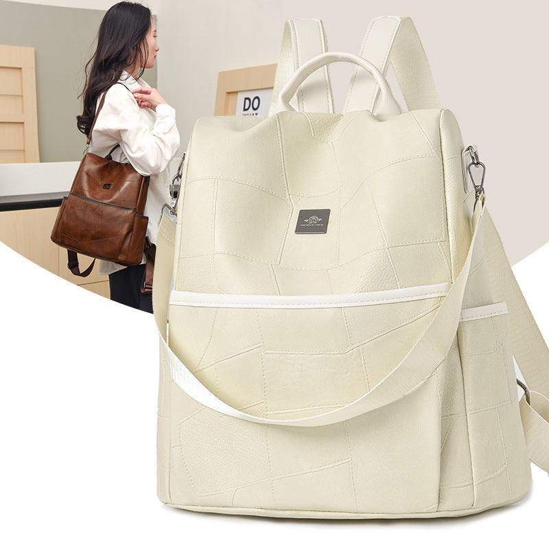 Western-style Minimalist Backpack – PU Leather Casual Travel Bag