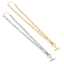 Load image into Gallery viewer, Gold Long Mixed Paperclip Chain OT Bar Adjustable Necklace,s