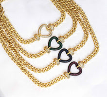Load image into Gallery viewer, Gold Cuban Chain Heart Necklace, sku#CL18
