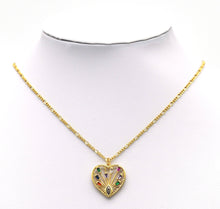Load image into Gallery viewer, Trapezoid CZ on Hollow Out Heart Charm, Sku#F1487