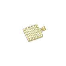 Load image into Gallery viewer, Gold Clear CZ Cross On Square Mother of Pearl Charm Pendant, Sku#LK994