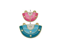 Load image into Gallery viewer, CZ Enamel Half Circle Charm, Sku#LK650