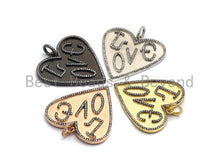 Load image into Gallery viewer, Large Cz Micro Pave Heart With LOVE Pendant,Cubic Zirconia Pendant/Charm,Gold/Black/Silver/Rose Gold,41mm, sku#F630C