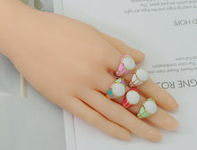Load image into Gallery viewer, Gold Enamel Round Adjustable Ring, Sku#X327