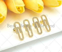 Load image into Gallery viewer, CZ Safety Pin Stud Earring, Sku#LD66