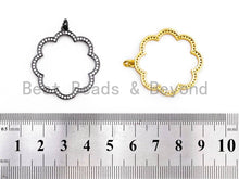 Load image into Gallery viewer, CZ Clear/Black Micro Pave Flower Pendant, Flower Shaped Pave