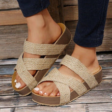 Load image into Gallery viewer, Women's Woven Platform Sandals | Flat Open-Toe PU Summer Beach Shoes