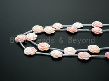 Load image into Gallery viewer, Carved Pink Rose Flower Pearl beads, T99